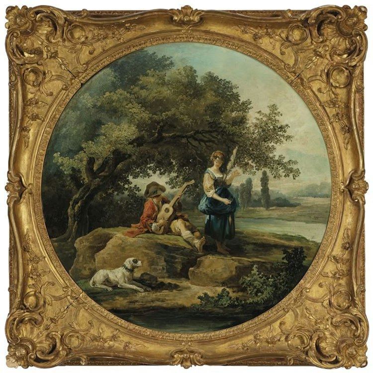 18th Century Pastoral Scene in Ornate Gilt Frame - Romantic Countryside Oil Painting 🎨✨