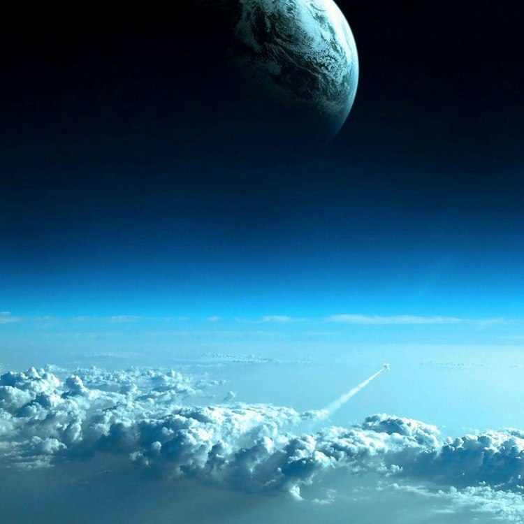 Digital Image: Earth from Space with Rocket Launch