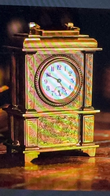 Victorian Gilt Brass Carriage Clock with Enamel Dial and Engraved Decoration